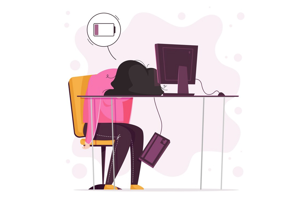Burnout due to high stressors and distractions in workplaces.